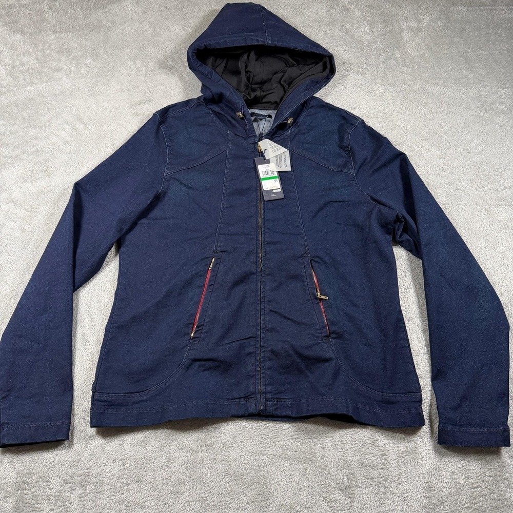 Tommy Hilfiger Jacket Mens Large Blue Denim Hooded Full Zip Windbreaker NWT